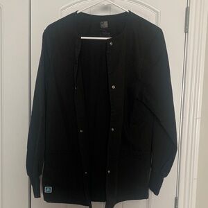 Adar Black Snap-Front Scrub Jacket- small